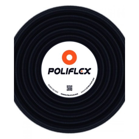 Poliflex Negro automotriz ranurado de 1 1/2″ rollo con 50 m