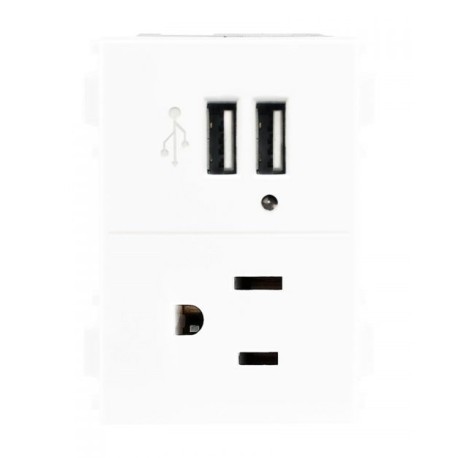 CONTACTO 2P+T + 2 TOMAS USB 2.1A 3 MODULOS BLANCO | ALPHA | ESTEVEZ